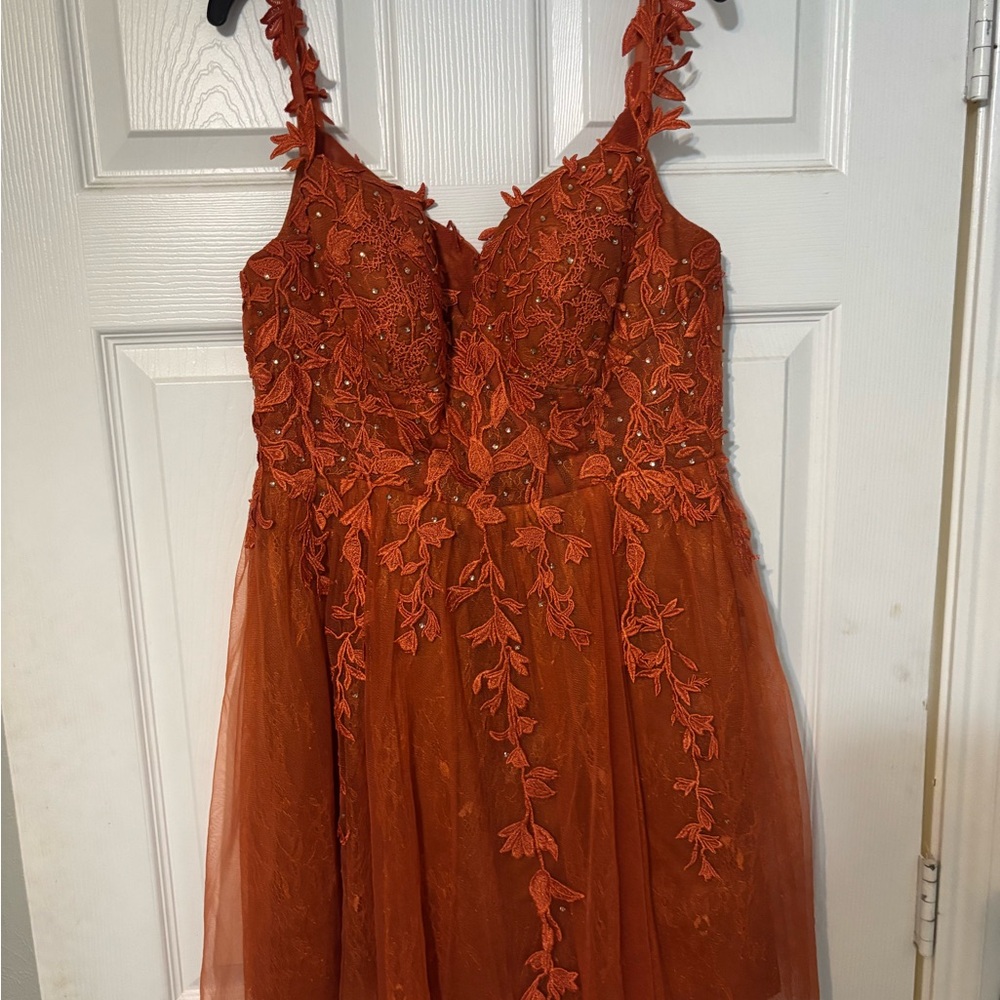 Elegant Orange Lace Dress